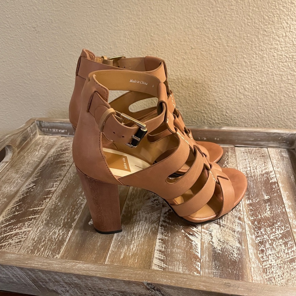 Dolce Vita Niro Gladiator Heel Tan Strappy Block Heel Sandals Size 9 - Picture 4 of 12